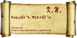 Kopják Miklós névjegykártya